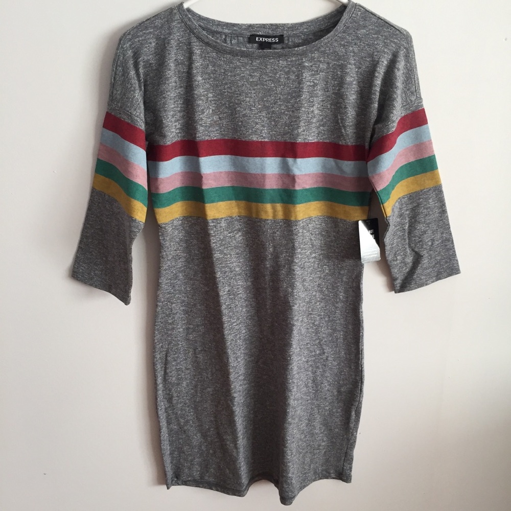 🌈 NWT Express Rainbow Graphic Tee Dress